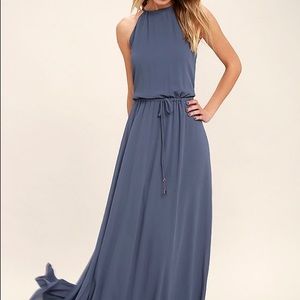 Lulu's DUSTY BLUE MAXI DRESS
